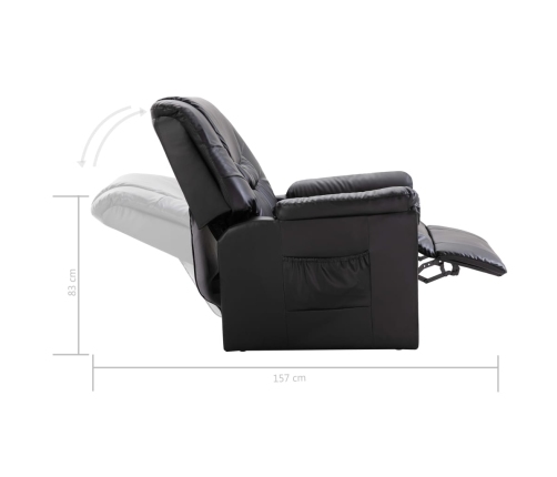 Sillón reclinable de cuero sintético negro