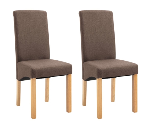 Sillas de comedor giratorias 2 unidades tela marrón