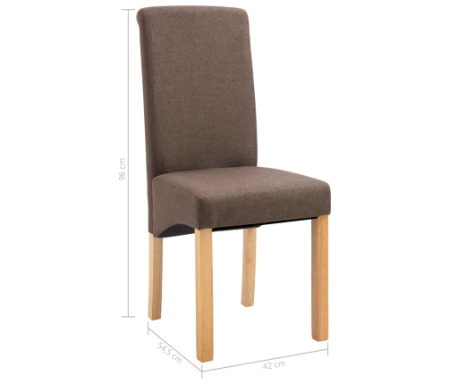 Sillas de comedor giratorias 2 unidades tela marrón
