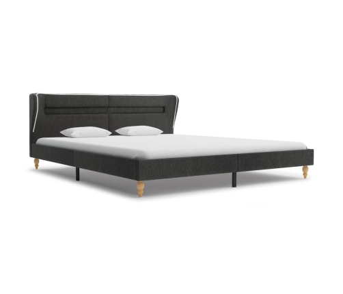 Estructura de cama con LED de arpillera gris oscuro 180x200 cm