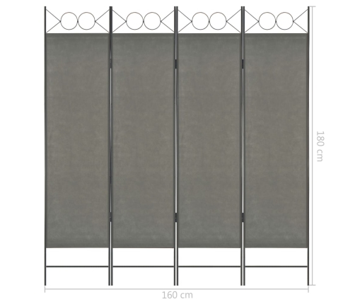 Biombo divisor de 4 paneles gris antracita 160x180 cm