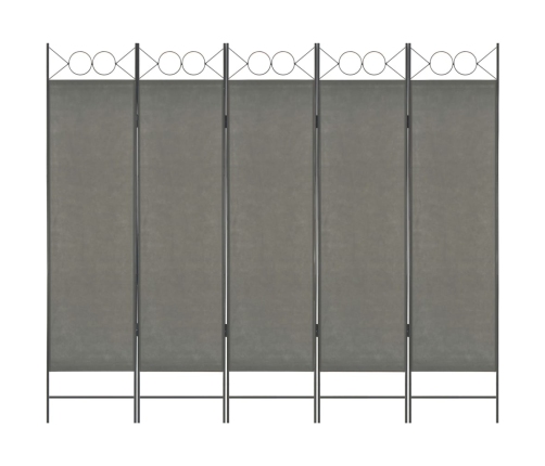 Biombo divisor de 5 paneles gris antracita 200x180 cm