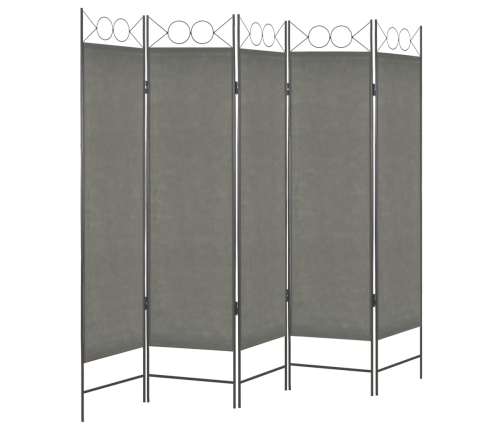 Biombo divisor de 5 paneles gris antracita 200x180 cm