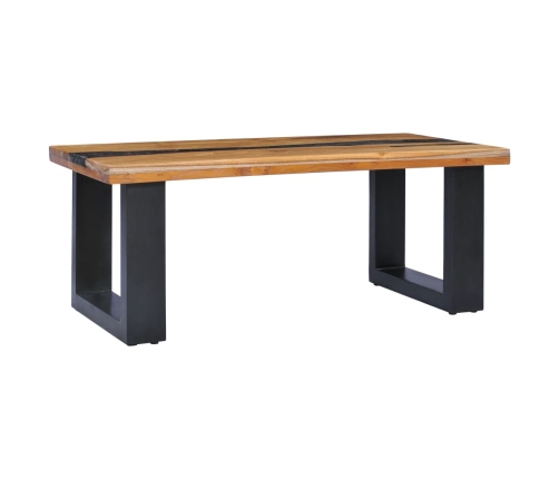 Mesa de centro madera maciza de teca y poliresina 100x50x40 cm