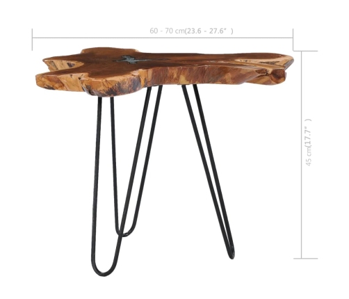 Mesa de centro de madera maciza de teca y polirresina 70x45 cm