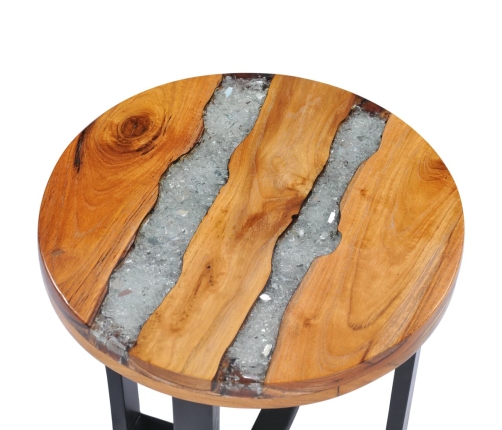 vidaXL Mesa de centro de madera maciza de teca y polirresina 40x45 cm