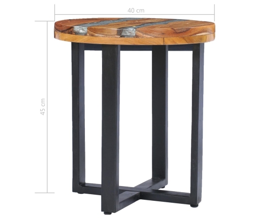 vidaXL Mesa de centro de madera maciza de teca y polirresina 40x45 cm