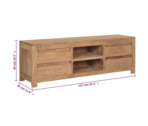 vidaXL Mueble para TV de teca maciza 115x30x40 cm