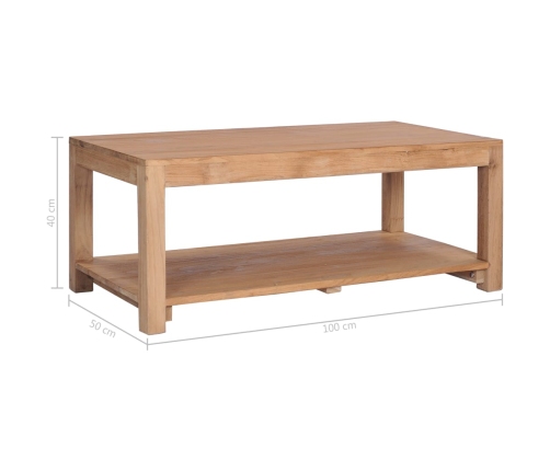 Mesa de centro de madera maciza de teca 100x50x40 cm