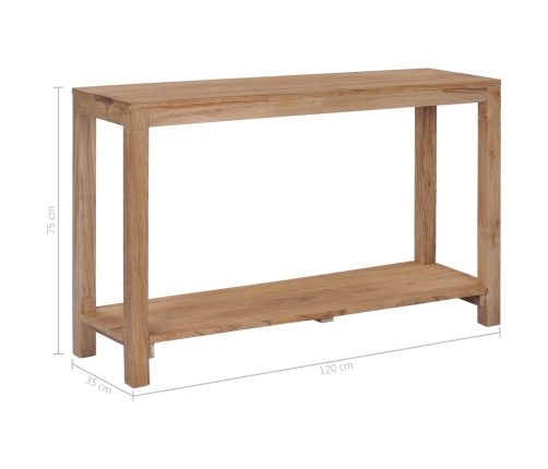 Mesa consola de madera maciza de teca 120x35x75 cm