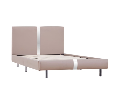 Estructura cama sin colchón cuero sintético capuchino 90x200 cm