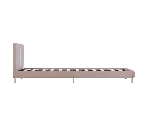 Estructura cama sin colchón cuero sintético capuchino 90x200 cm