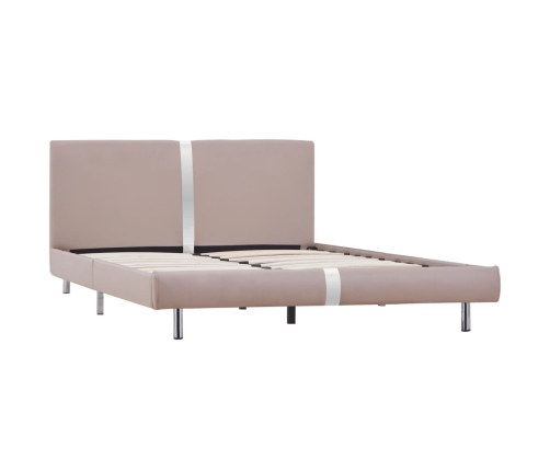 Estructura cama sin colchón cuero sintético capuchino 140x200cm