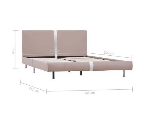 Estructura cama sin colchón cuero sintético capuchino 140x200cm