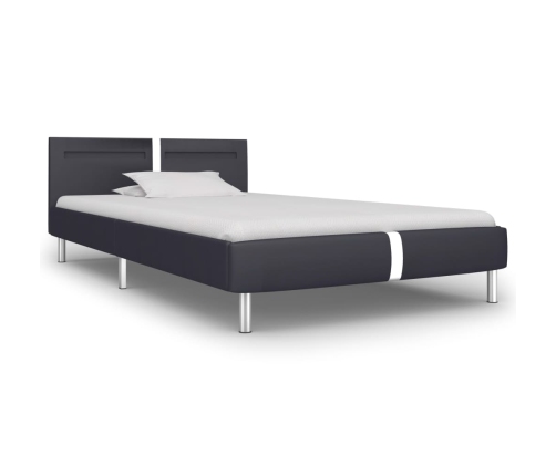 Estructura de cama con LED cuero sintético negro 90x200 cm