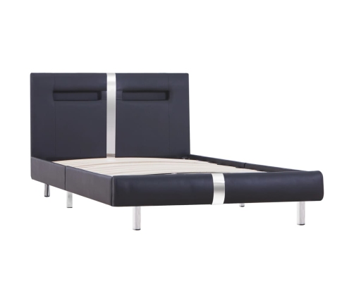 Estructura de cama con LED cuero sintético negro 90x200 cm