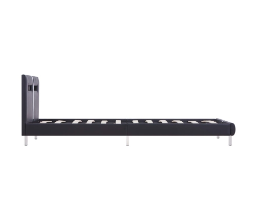 Estructura de cama con LED cuero sintético negro 90x200 cm