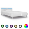 vidaXL Estructura de cama con LED cuero sintético blanco 90x200 cm