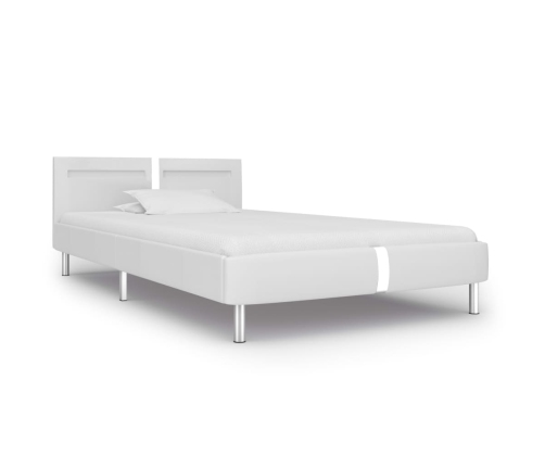 Estructura de cama con LED sin colchón cuero blanco 90x200 cm