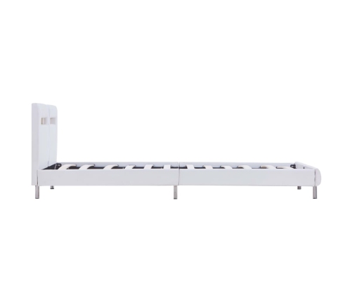 Estructura de cama con LED sin colchón cuero blanco 90x200 cm