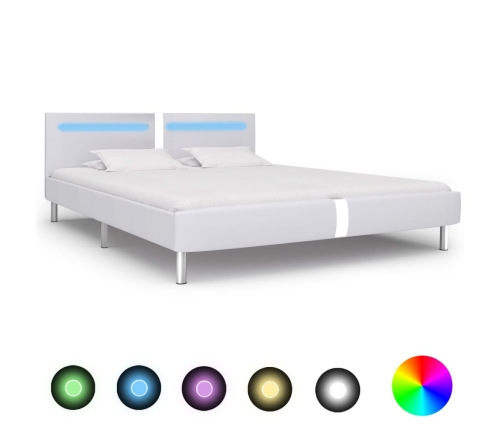 Estructura de cama con LED sin colchón blanco 180x200 cm