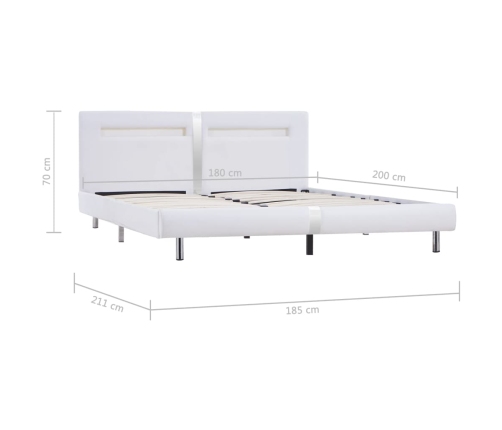 Estructura de cama con LED sin colchón blanco 180x200 cm