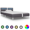 vidaXL Estructura de cama con LED cuero sintético gris 90x200 cm