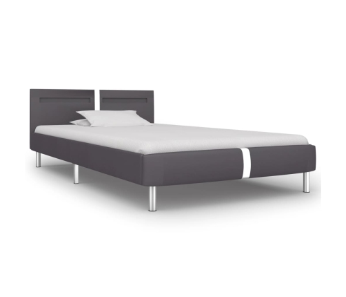 Estructura de cama con LED cuero sintético gris 90x200 cm