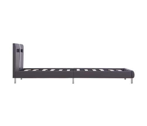 Estructura de cama con LED cuero sintético gris 90x200 cm