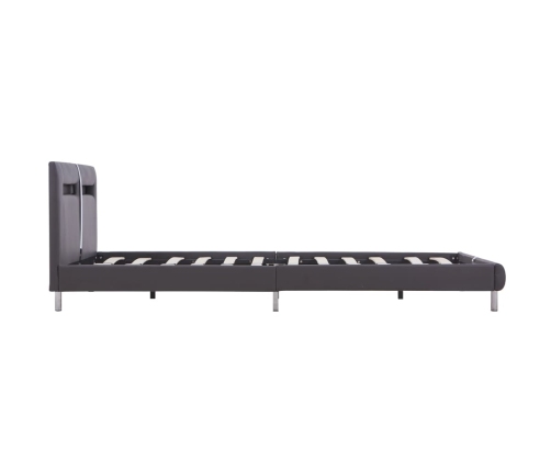 vidaXL Estructura de cama con LED cuero sintético gris 140x200 cm