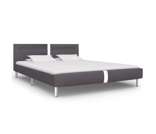 vidaXL Estructura de cama LED cabecero cuero sintético gris 180x200 cm