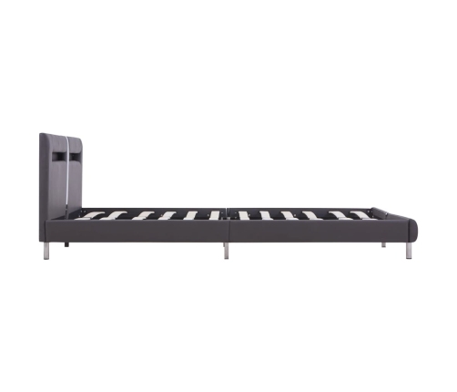 vidaXL Estructura de cama LED cabecero cuero sintético gris 180x200 cm