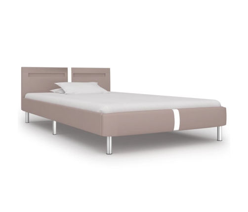 vidaXL Estructura de cama con LED cuero sintético capuchino 90x200 cm