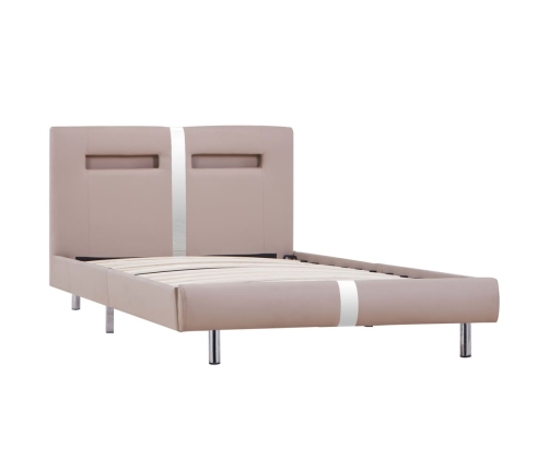 vidaXL Estructura de cama con LED cuero sintético capuchino 90x200 cm