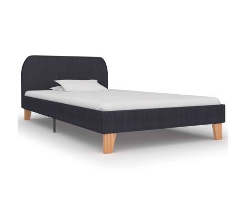 Estructura de cama sin colchón tela gris oscuro 90x200 cm