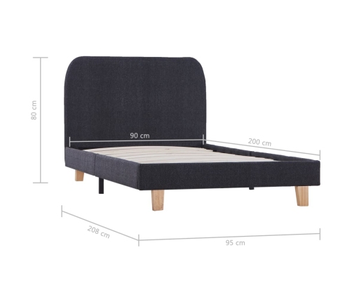 Estructura de cama sin colchón tela gris oscuro 90x200 cm