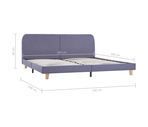 vidaXL Estructura de cama de tela gris claro 180x200 cm