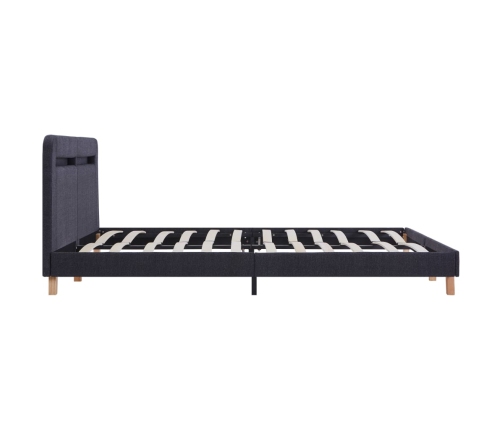 Estructura cama con LED sin colchón tela gris oscuro 180x200 cm