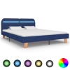 vidaXL Estructura de cama con LED tela azul 160x200 cm