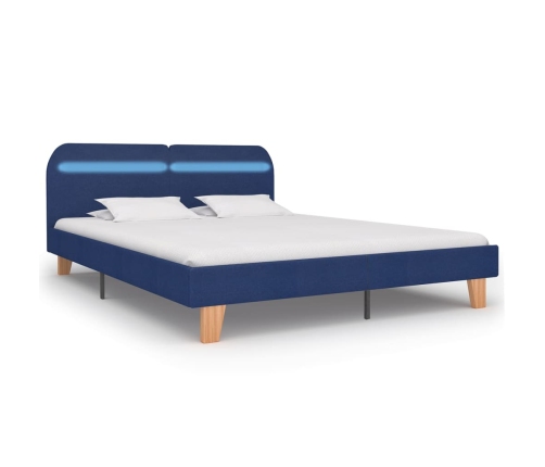 vidaXL Estructura de cama con LED tela azul 160x200 cm