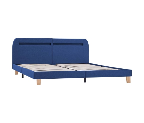 vidaXL Estructura de cama con LED tela azul 160x200 cm