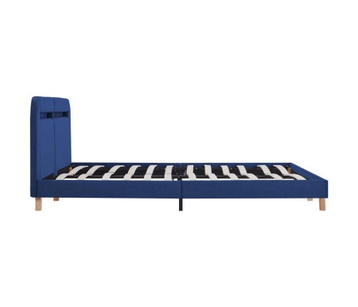 vidaXL Estructura de cama con LED tela azul 160x200 cm