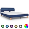 vidaXL Estructura de cama con LED tela azul 180x200 cm