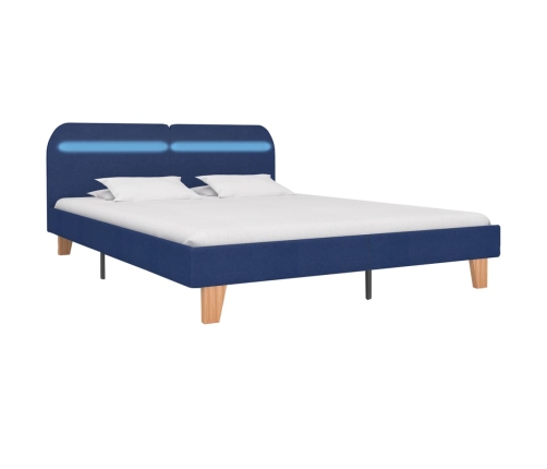 vidaXL Estructura de cama con LED tela azul 180x200 cm