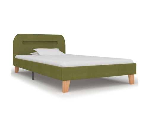 Estructura de cama con LED tela verde 90x200 cm