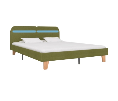 vidaXL Estructura de cama con LED tela verde 160x200 cm