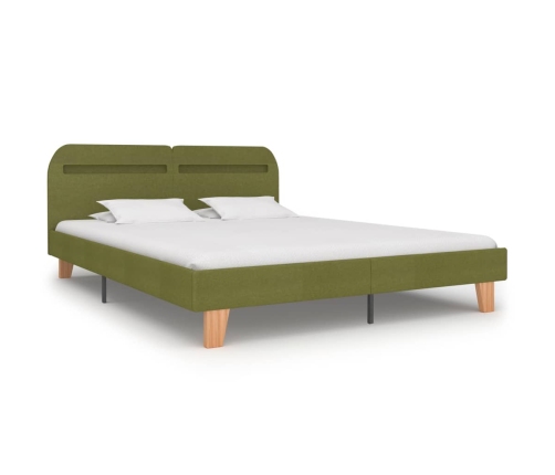 vidaXL Estructura de cama con LED tela verde 160x200 cm