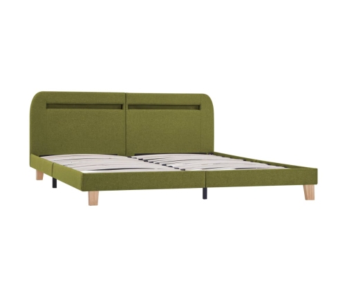 vidaXL Estructura de cama con LED tela verde 160x200 cm