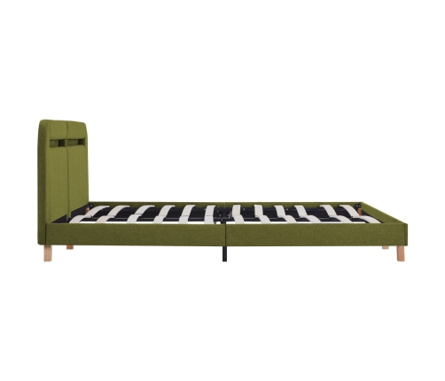 vidaXL Estructura de cama con LED tela verde 160x200 cm