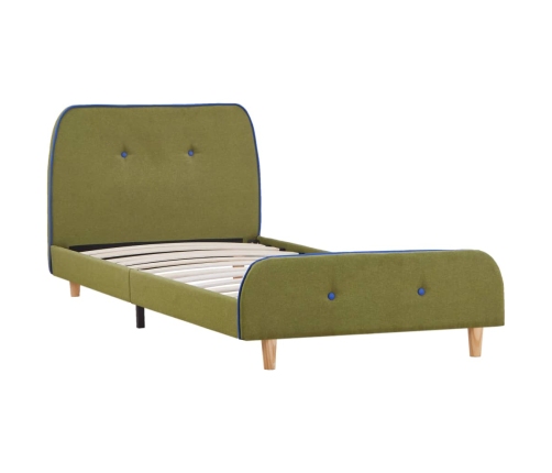 Estructura de cama sin colchón tela verde 90x200 cm